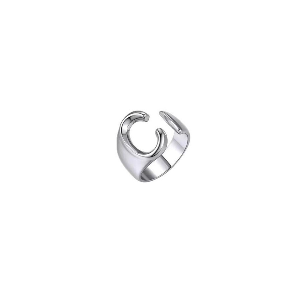 Chunky C Initial Silver Ring